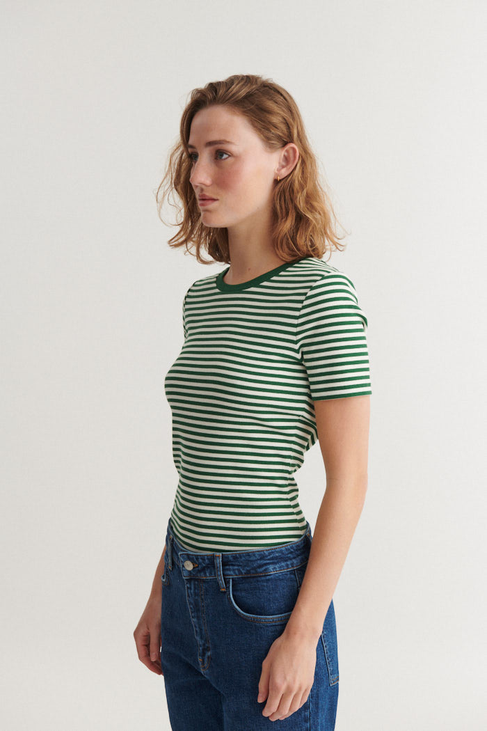 Basic Apparel Ludmilla O-Neck T-shirts 869 Abundant green / whisper white